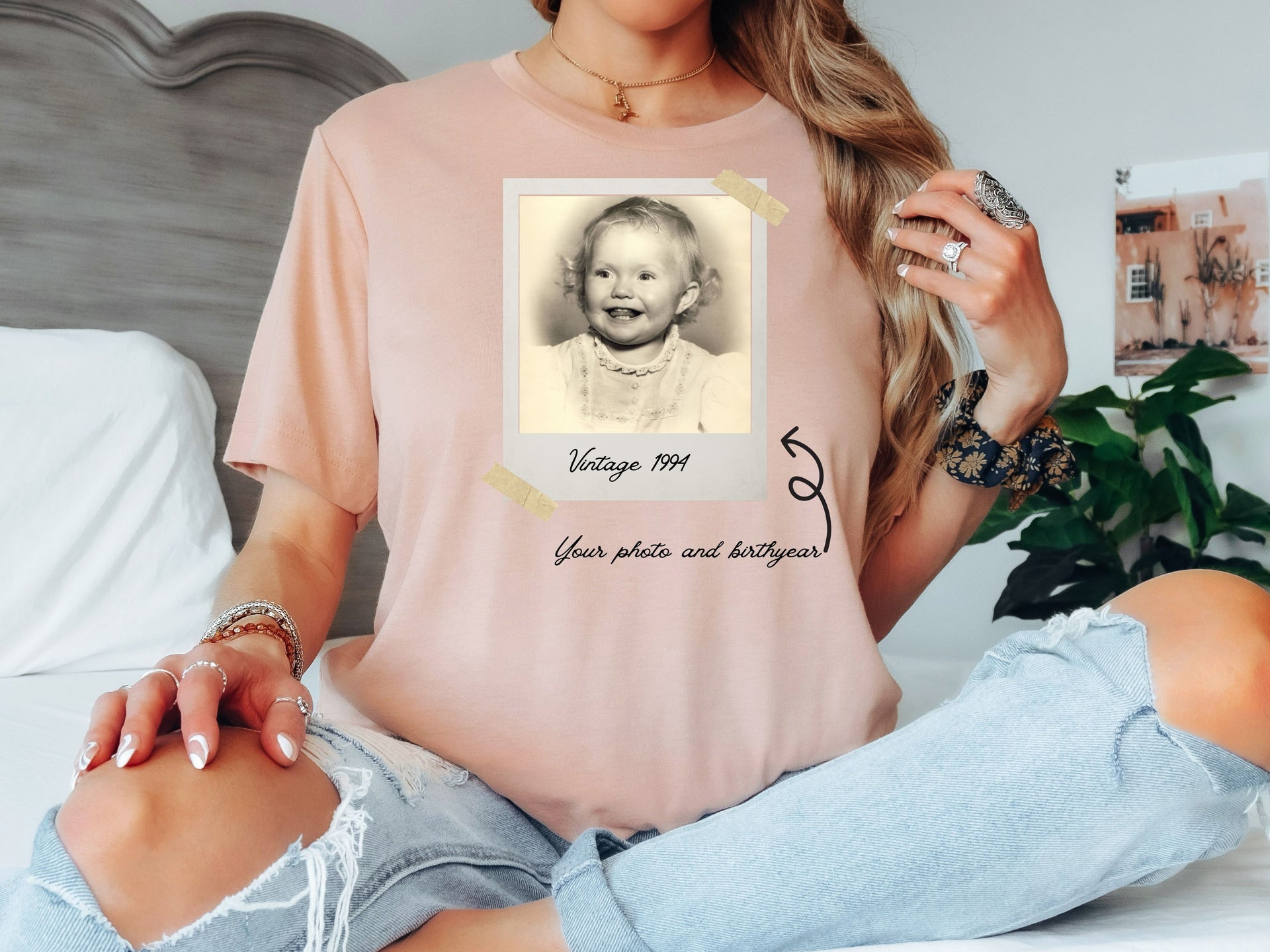Vintage Baby Photo Shirt | Custom Polaroid Style T-Shirt | Unisex & Women Adult, Youth, Toddler, Baby Shirt & Unisex Bodysuit | Personalized Family Gift-HK002