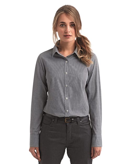 Artisan Collection by Reprime - Women's Microcheck Gingham Cotton Shirt-RP320