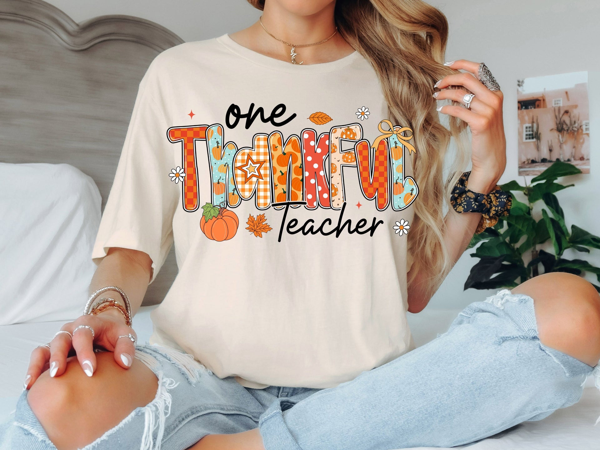 Thankful Fall Shirt | Matching Family Thanksgiving T-Shirt | Pumpkin Autumn Tee for Adults & Kids-70043
