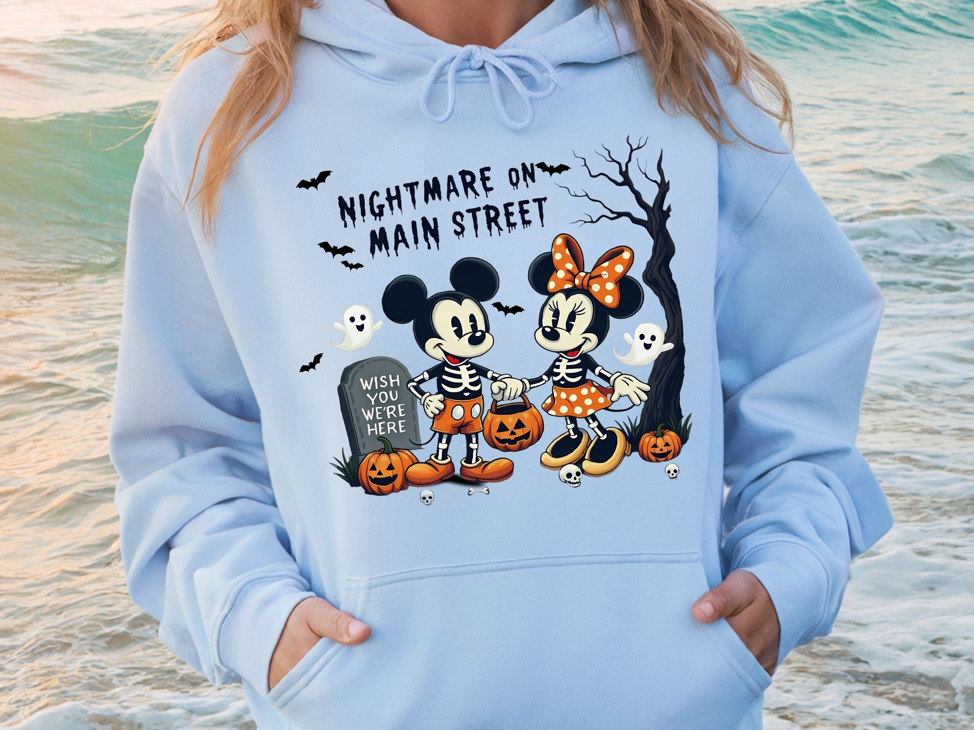 Nightmare on Main Street Halloween Sweatshirt Hoodie | Matching Mickey & Minnie Halloween Pullover | Adult Unisex, Youth, Toddler | Family Halloween Outfit-70051