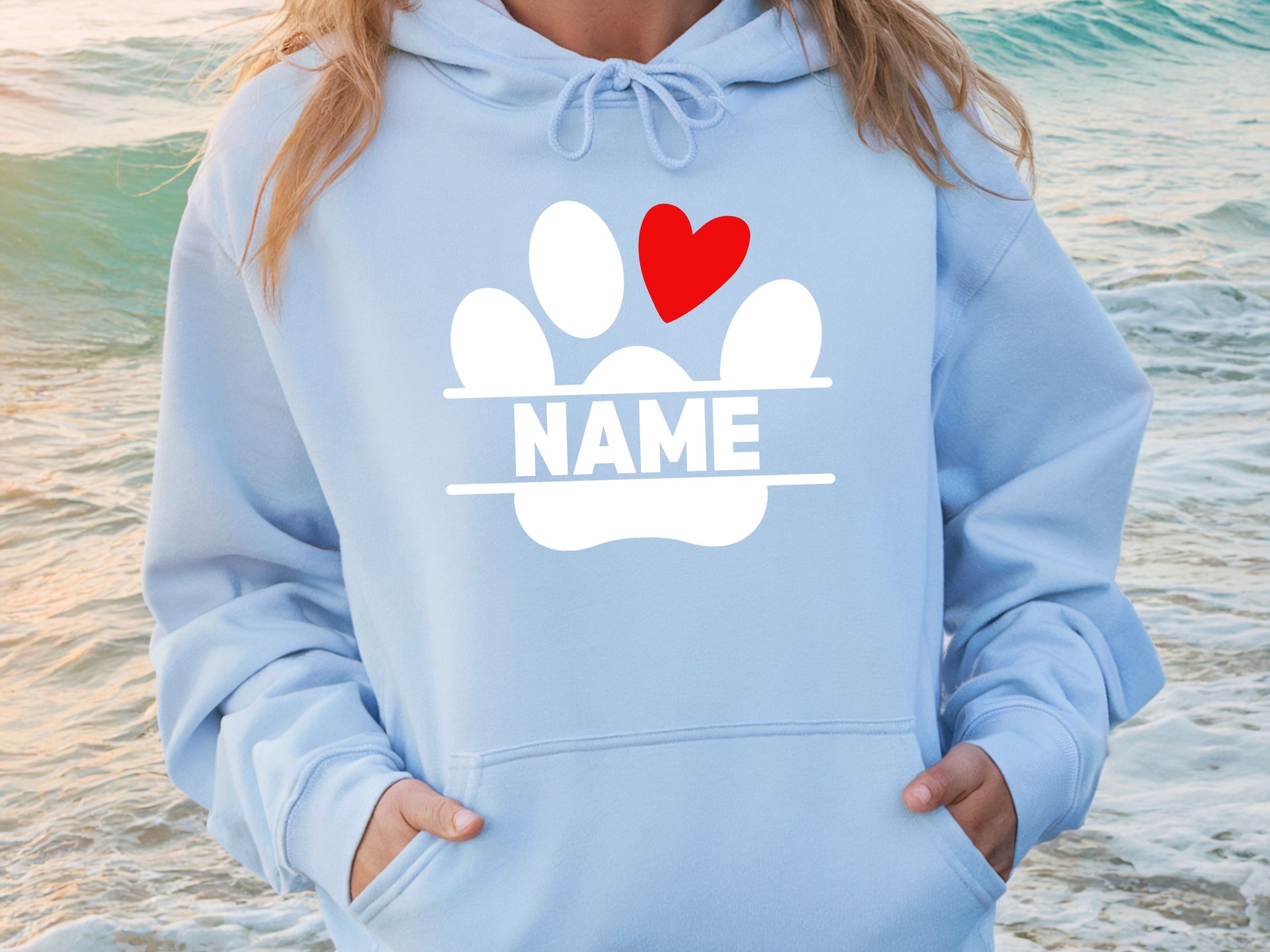 Custom Pet Name Sweatshirt & Hoodie | Personalized Paw Print with Heart Pullover | Unisex Adult, Youth, Toddler Sizes | Dog Mom Gift | Pet Lover Outfit-P001