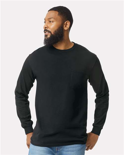 Gildan Unisex Ultra Cotton® Long Sleeve Pocket T-Shirt- 2410