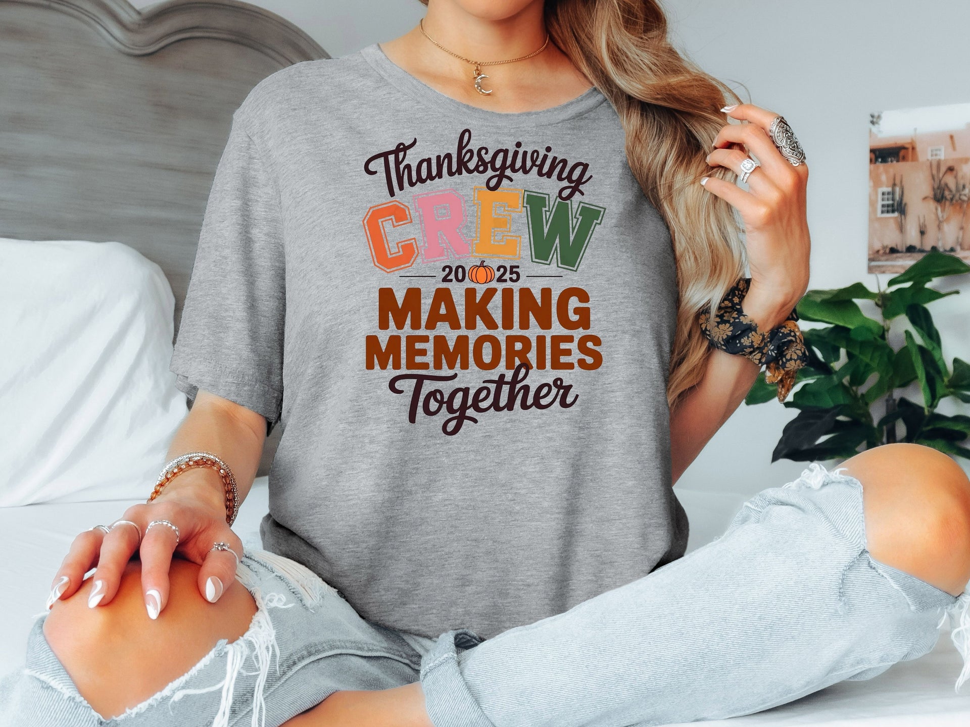 Thanksgiving Crew 2025 T-Shirt | Family Matching Thanksgiving Shirt | Making Memories Together Fall Tee-70054