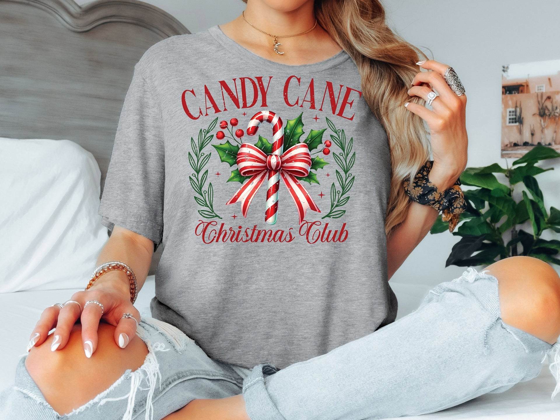 Candy Cane Christmas Club T-Shirt | Classic Holiday Candy Cane Tee | Festive Christmas Shirt for Adults & Kids-7C011