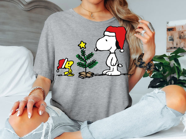 Snoopy Christmas Tree T-Shirt | Cute Peanuts Holiday Tee | Classic Christmas Shirt for Adults & Kids-7C015
