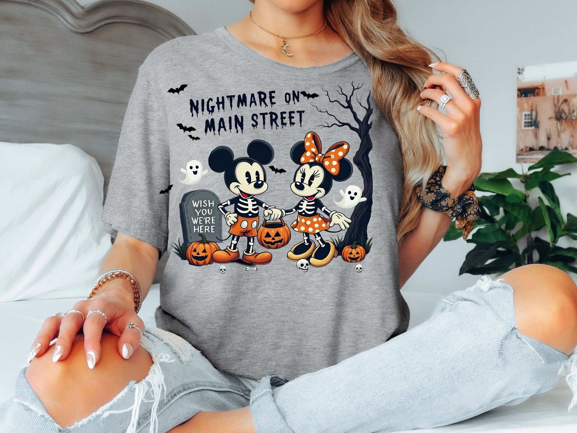 Nightmare on Main Street Halloween Shirt | Matching Mickey & Minnie T-Shirt | Adult Unisex, Women, Youth, Toddler, Baby Bodysuit | Family Halloween Outfit-70051