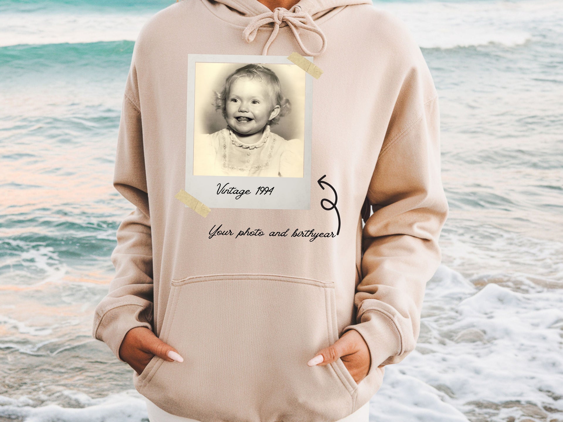 Vintage Baby Photo Sweatshirt & Hoodie | Custom Polaroid Style Pullover | Unisex Adult, Youth, Toddler Sizes | Personalized Family Gift | Retro Photo Outfit-HK002