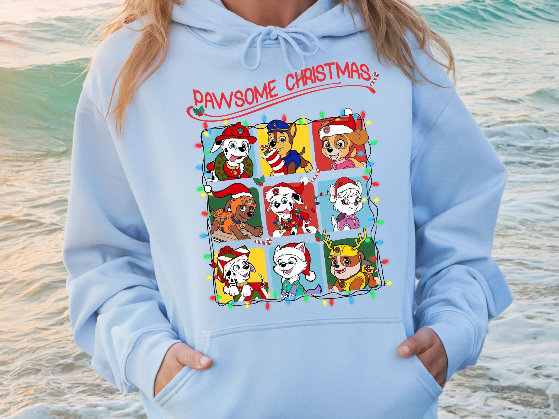 Pawsome Christmas Hoodie & Sweatshirt | Cute Dog Cartoon Holiday Pullover | Kids Christmas Outfit-7C054
