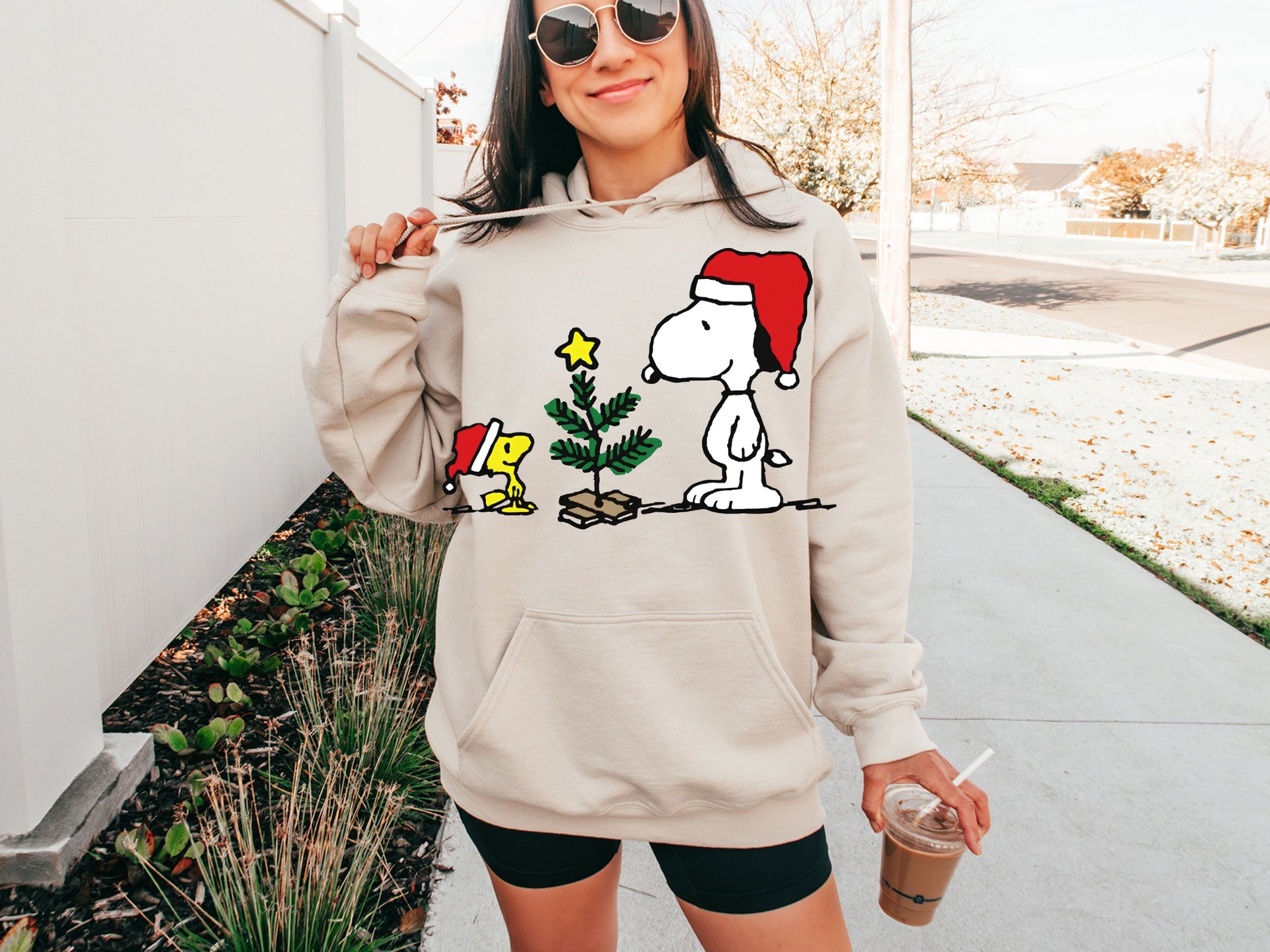 Snoopy Christmas Tree Hoodie & Sweatshirt | Cute Holiday Peanuts Pullover | Festive Christmas Outfit for Adults & Kids-7C015