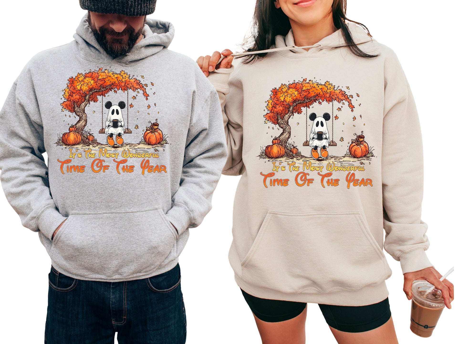 Cute Ghost Halloween Fall Shirt | It’s The Most Wonderful Time Of The Year | Adult & Kids Hoodie Sweatshirt-70045