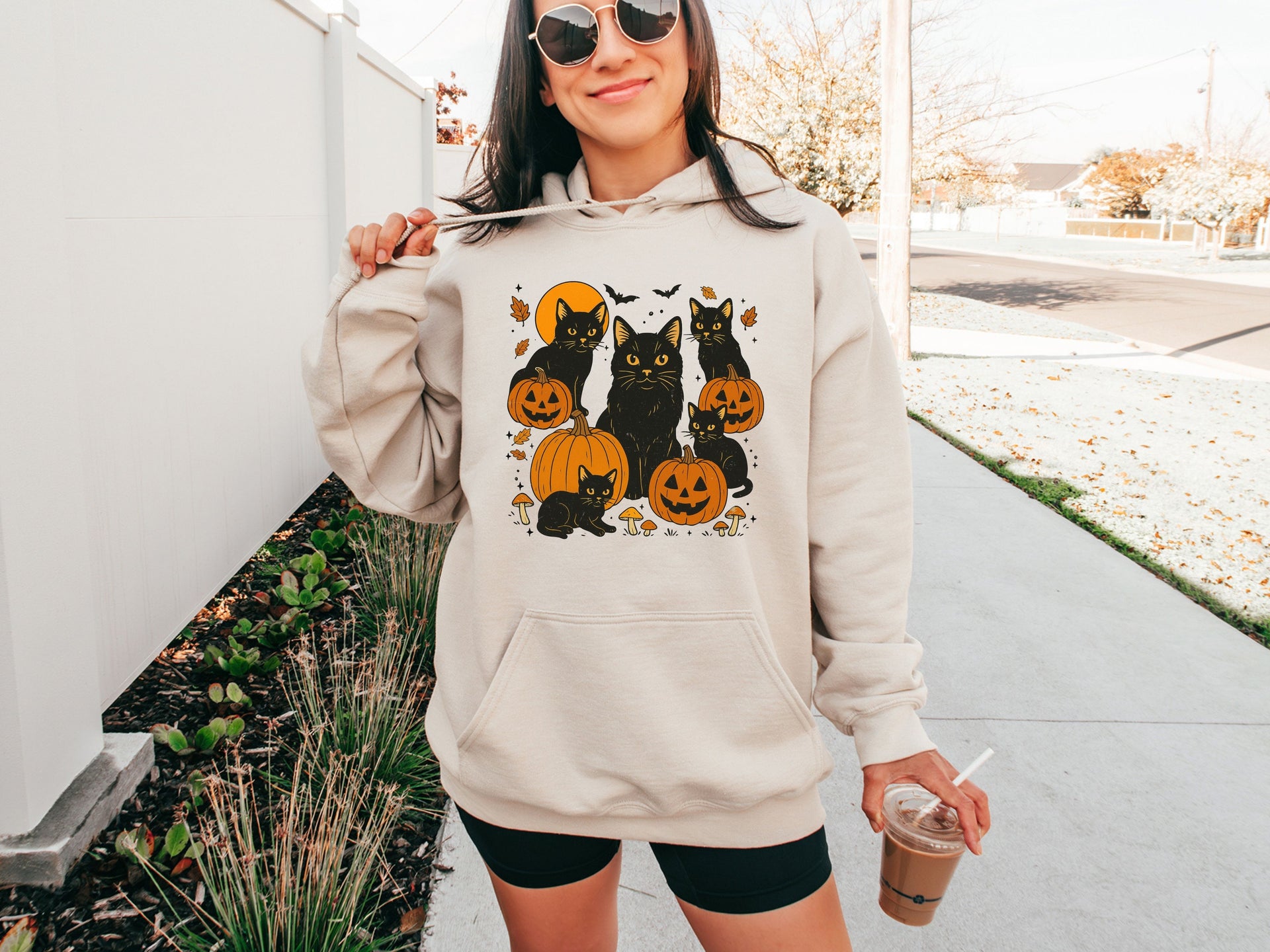 Black Cat Pumpkin Halloween Sweatshirt & Hoodie | Unisex Adult, Youth, Toddler Sizes | Fall Cat Graphic | Cozy Spooky Season Gift-70003