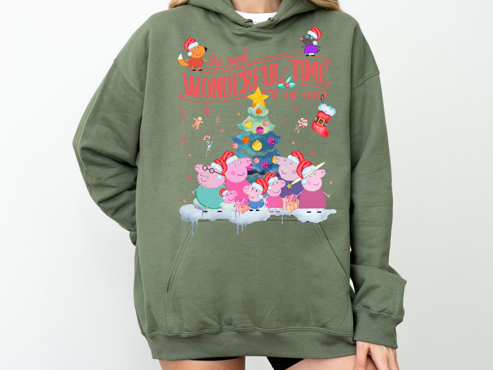 The Most Wonderful Time of the Year Hoodie & Sweatshirt | Cute Family Christmas Pullover | Holiday Cartoon Style Outfit-7C047
