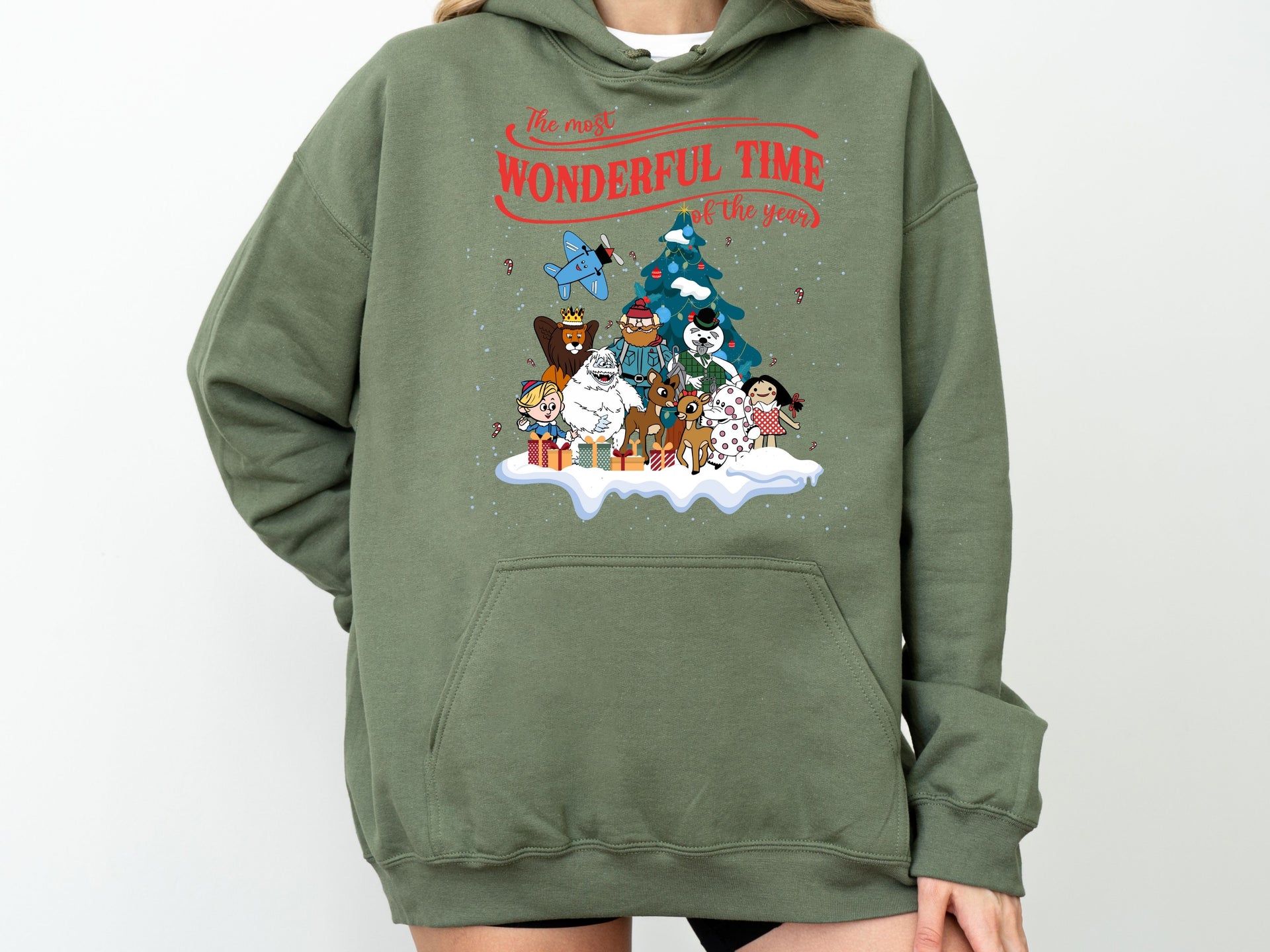 Classic Christmas Cartoon Hoodie & Sweatshirt | The Most Wonderful Time Holiday Pullover | Cute Rudolph Winter Design-7C059