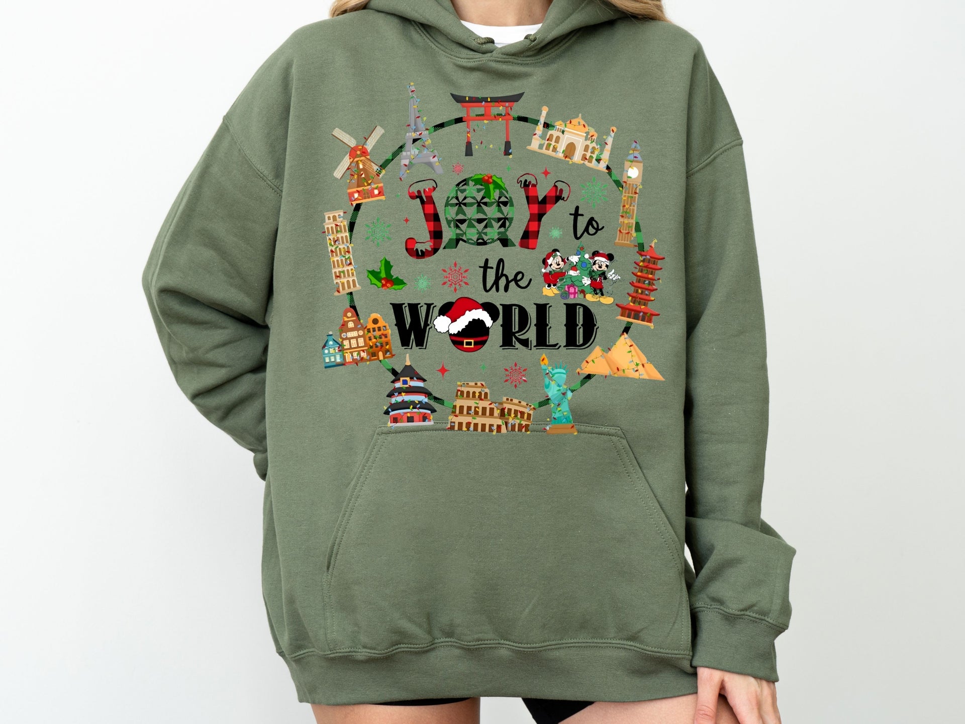 Joy to the World Hoodie & Sweatshirt | Christmas Around the World Pullover | Holiday Travel Theme Winter Outfit-7C042