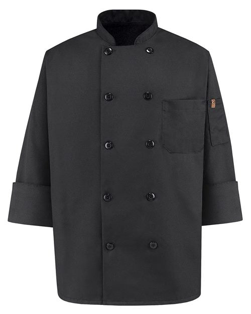 Chef Designs - Ten Pearl Button Black Chef Coat- 0425