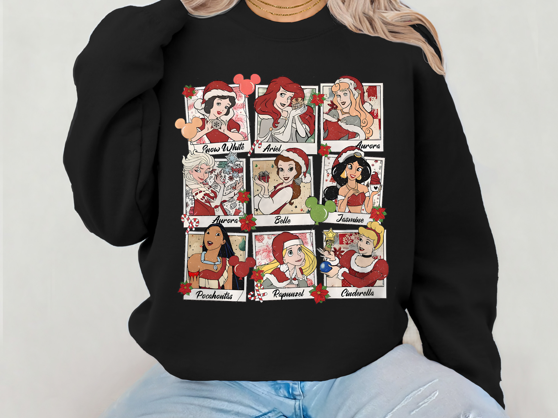 Christmas Princess Hoodie & Sweatshirt | Disney Style Holiday Crewneck | Matching Family Christmas Outfit for Adults & Kids-7C006