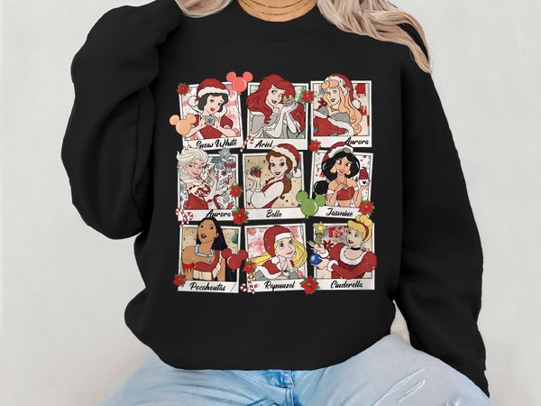Christmas Princess Hoodie & Sweatshirt | Disney Style Holiday Crewneck | Matching Family Christmas Outfit for Adults & Kids-7C006