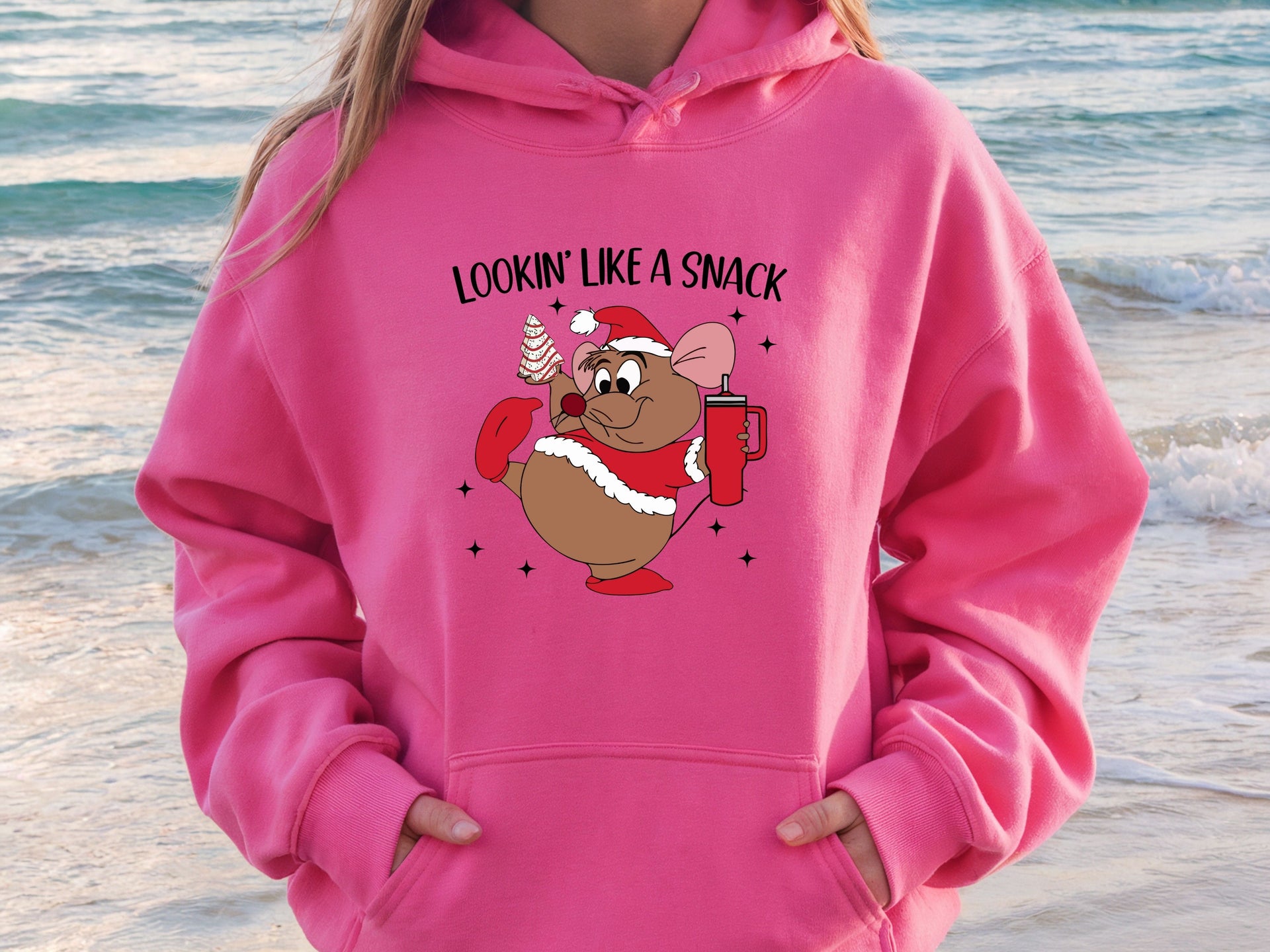 Cute Christmas Mouse Hoodie & Sweatshirt | Retro Holiday Cartoon Pullover | Funny Festive Character Design-7C067