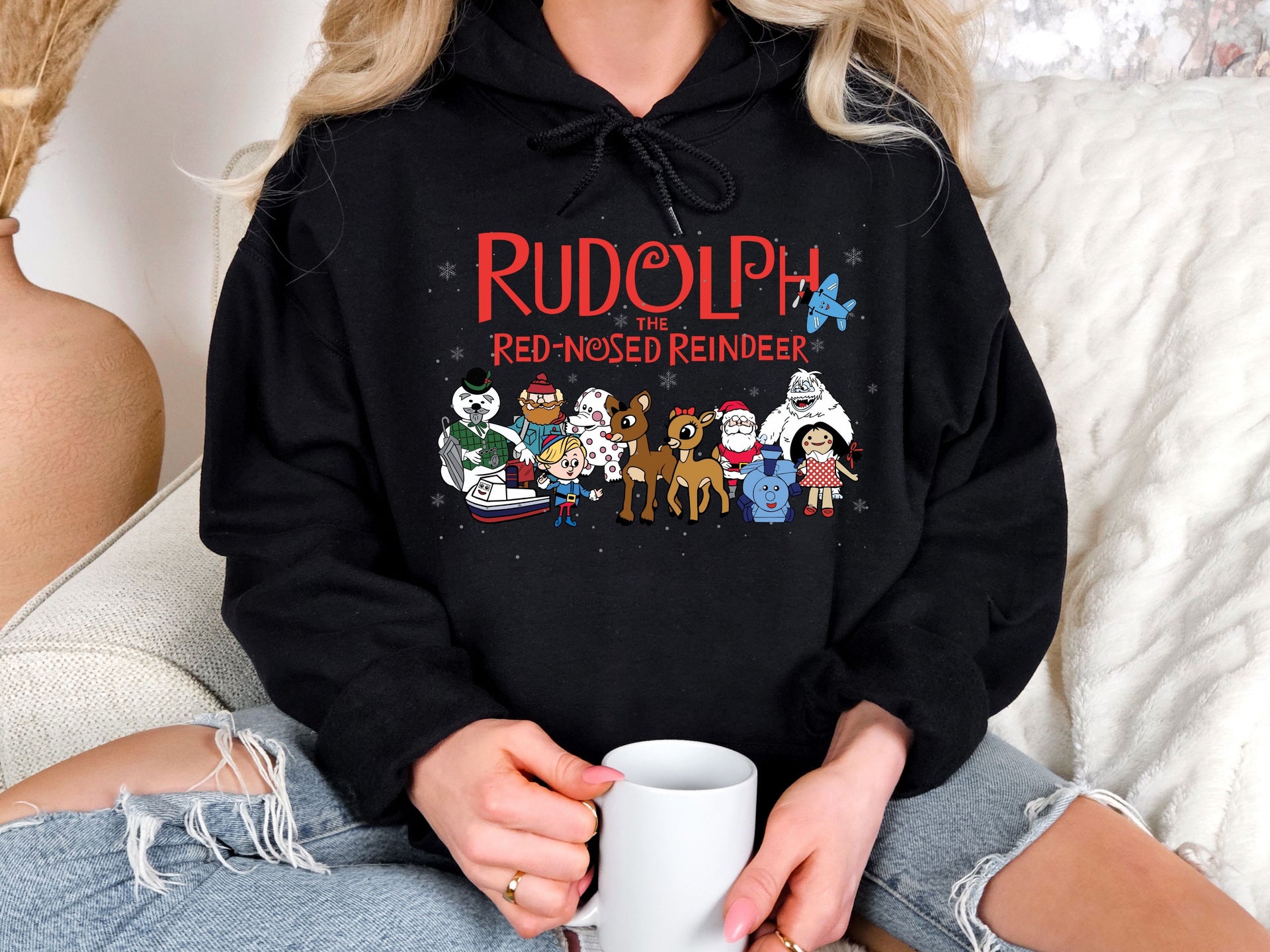 Rudolph the Red-Nosed Reindeer Christmas Hoodie & Sweatshirt | Classic Holiday Cartoon Pullover | Retro Christmas Movie Design-7C062