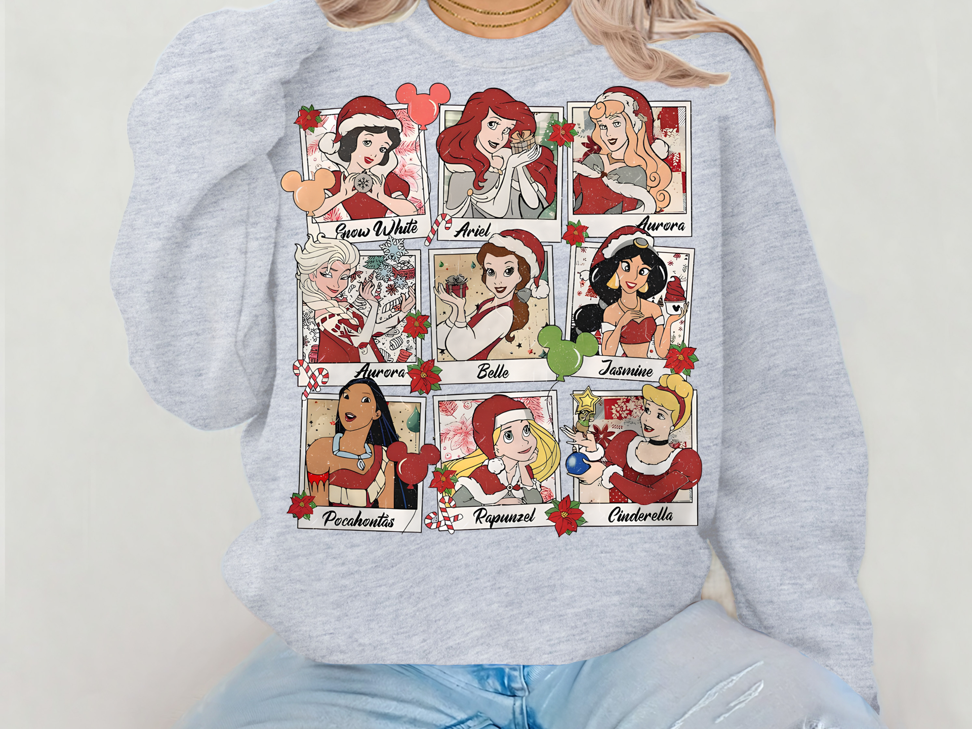 Christmas Princess Hoodie & Sweatshirt | Disney Style Holiday Crewneck | Matching Family Christmas Outfit for Adults & Kids-7C006