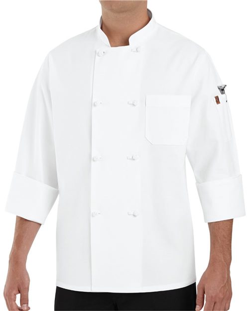 Chef Designs - Eight Knot Button Chef Coat with Thermometer Pocket- 0414