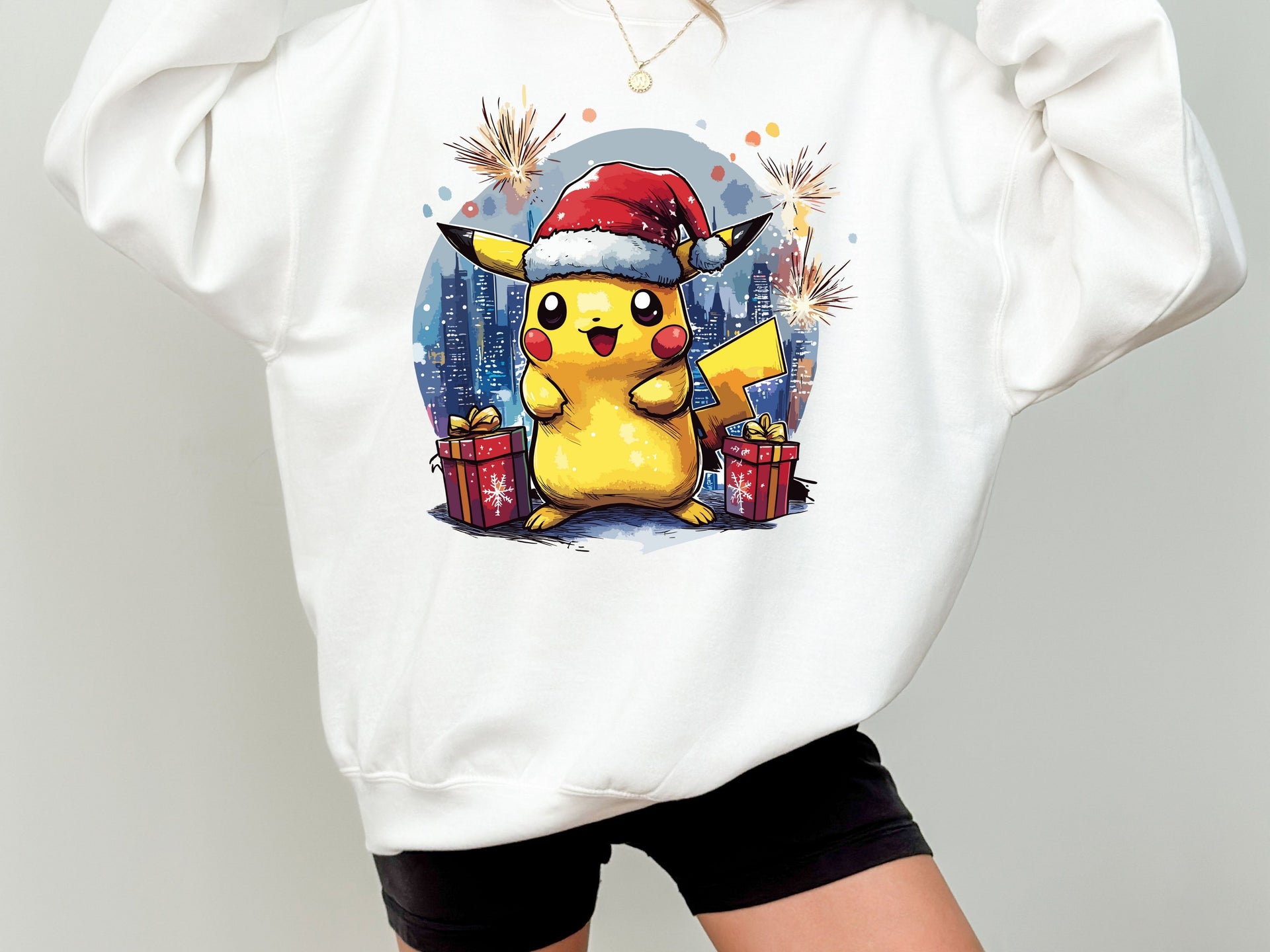 Christmas Pikachu Hoodie & Sweatshirt | Holiday Anime Pullover | Cute Pokémon Christmas Gift Design-7C066