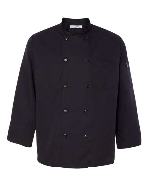 Chef Designs - Ten Pearl Button Black Chef Coat- 0425