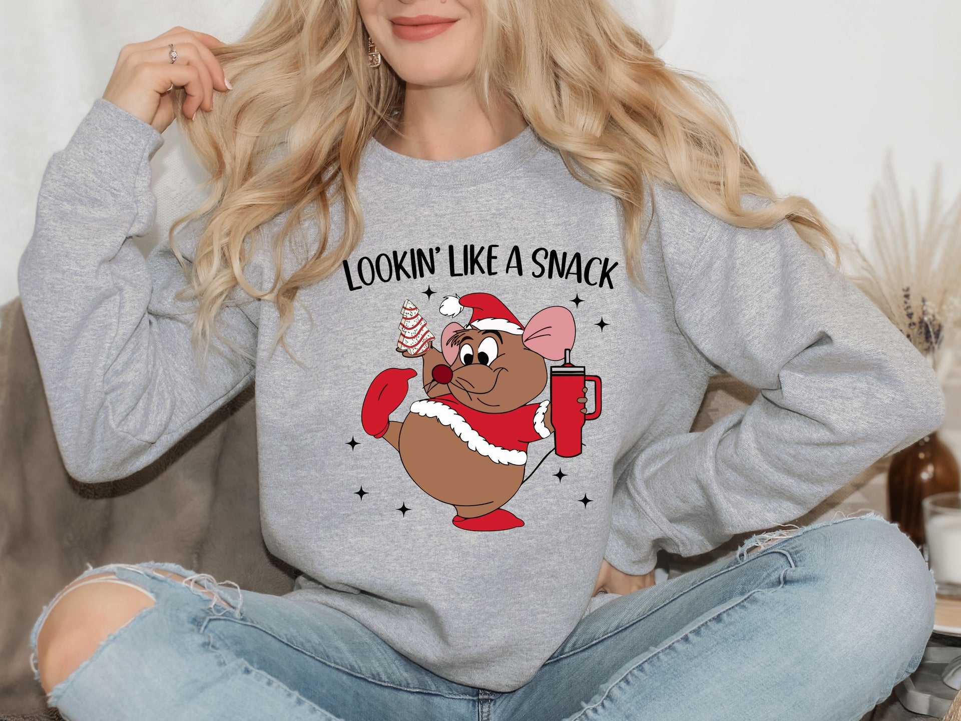 Cute Christmas Mouse Hoodie & Sweatshirt | Retro Holiday Cartoon Pullover | Funny Festive Character Design-7C067
