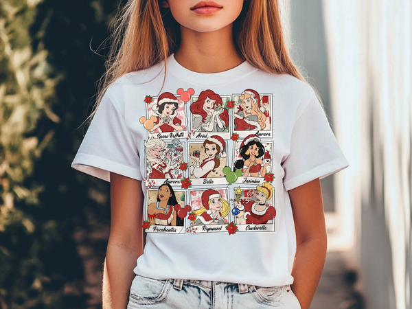 Christmas Princess T-Shirt | Holiday Disney Style Tee | Cute Christmas Princess Shirt for Adults & Kids-7C0006