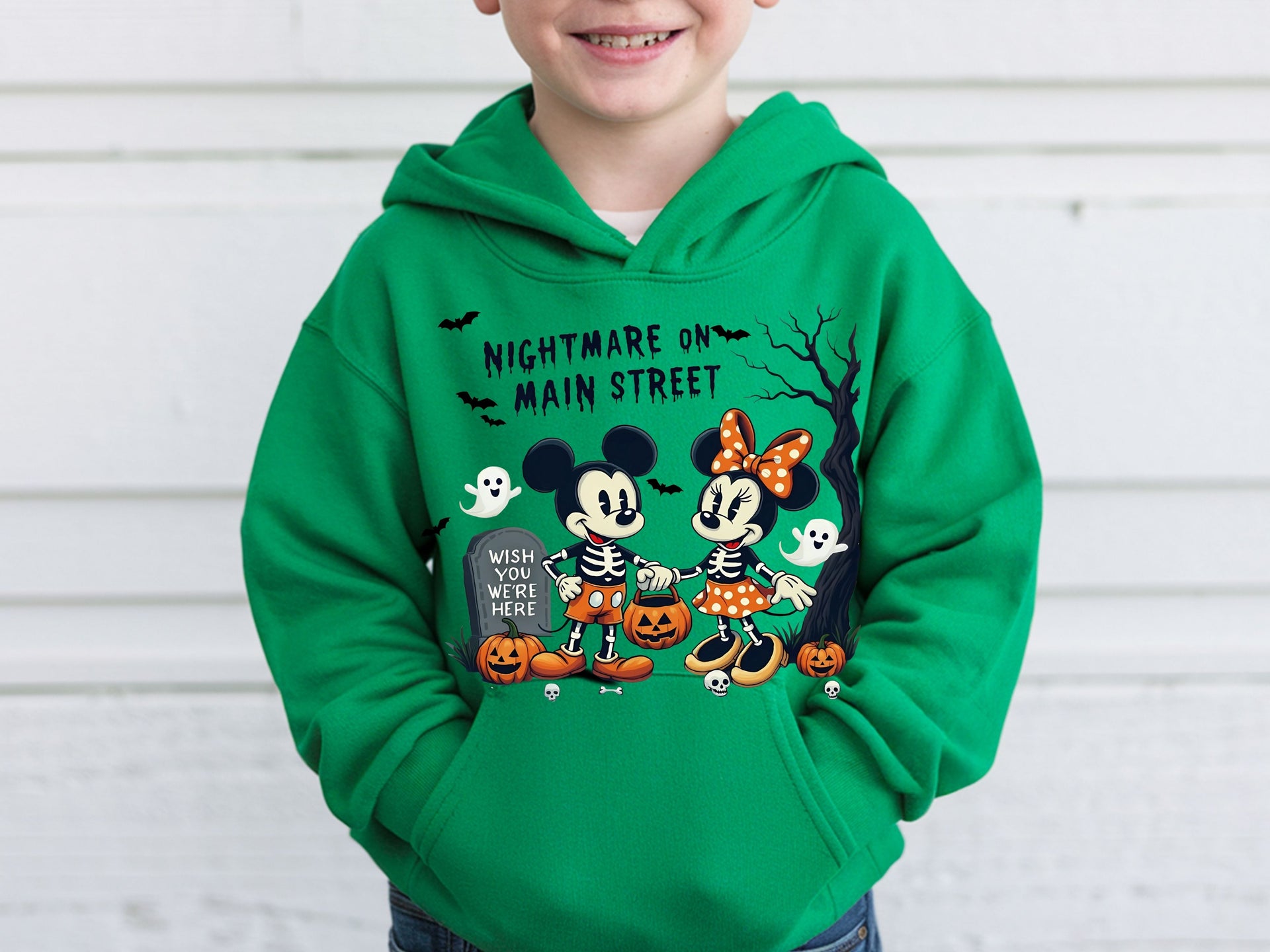 Nightmare on Main Street Halloween Sweatshirt Hoodie | Matching Mickey & Minnie Halloween Pullover | Adult Unisex, Youth, Toddler | Family Halloween Outfit-70051