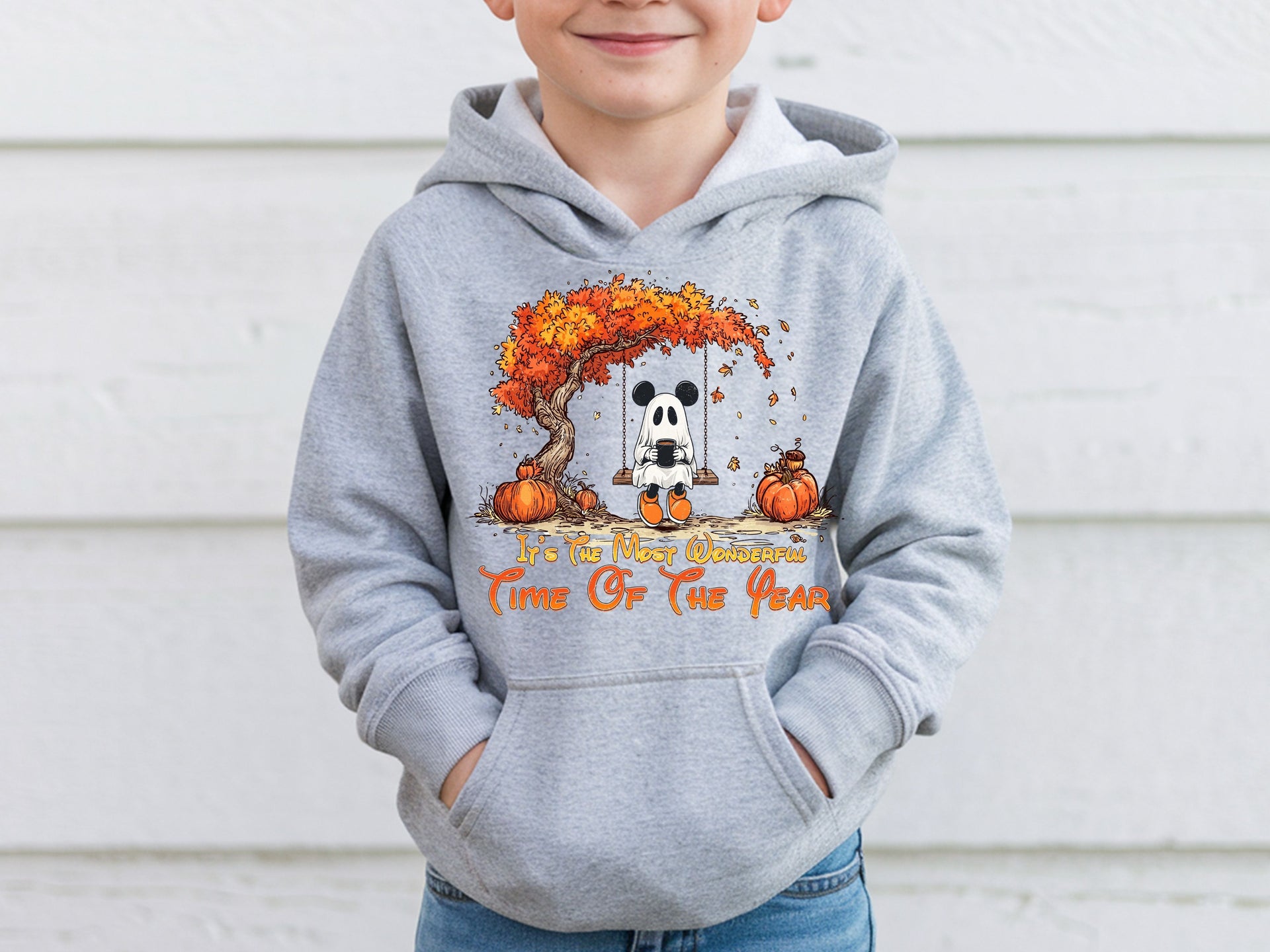 Cute Ghost Halloween Fall Shirt | It’s The Most Wonderful Time Of The Year | Adult & Kids Hoodie Sweatshirt-70045