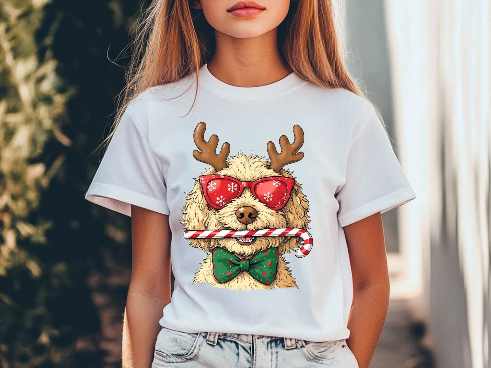Christmas Dog T-Shirt | Funny Holiday Puppy Tee | Cute Candy Cane Dog Lover Shirt-7C068