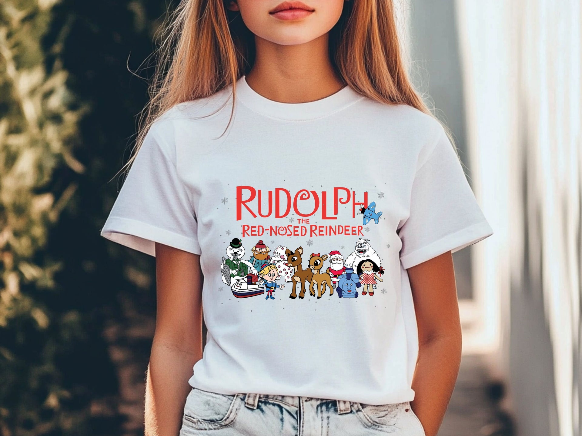 Rudolph the Red-Nosed Reindeer Christmas T-Shirt | Retro Holiday Cartoon Tee | Classic Christmas Movie Design Shirt-7C062