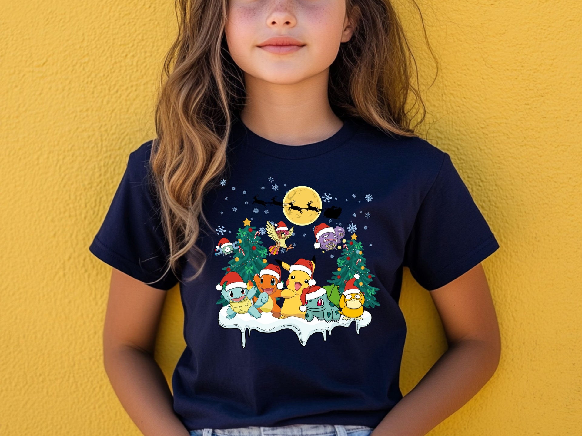 Pokémon Christmas T-Shirt | Pikachu Holiday Tee | Cute Retro Anime Christmas Shirt for Kids & Adults-7C065