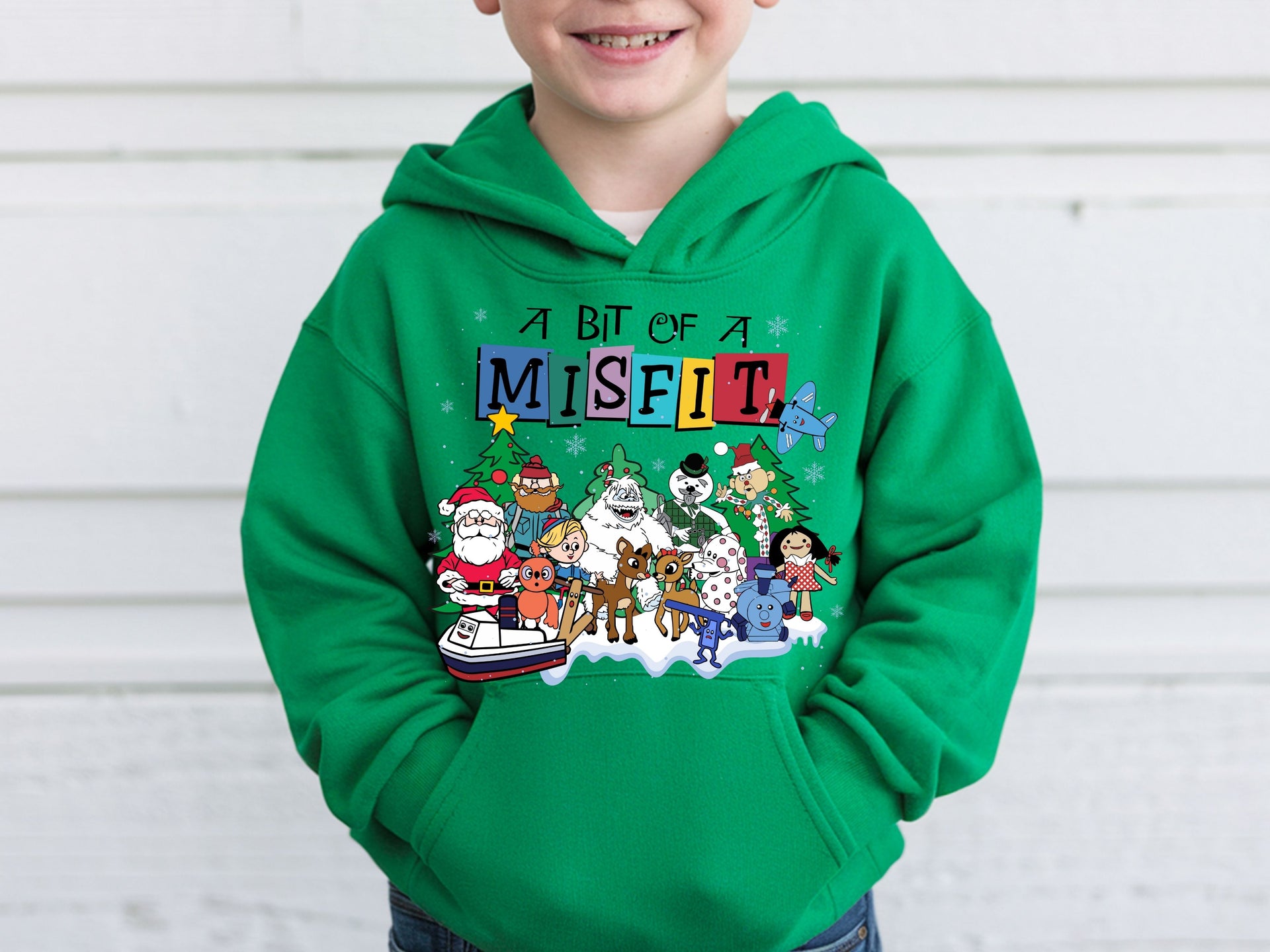 Misfit Christmas Hoodie & Sweatshirt | Classic Rudolph Holiday Pullover | Cute Retro Christmas Cartoon Design-7C060