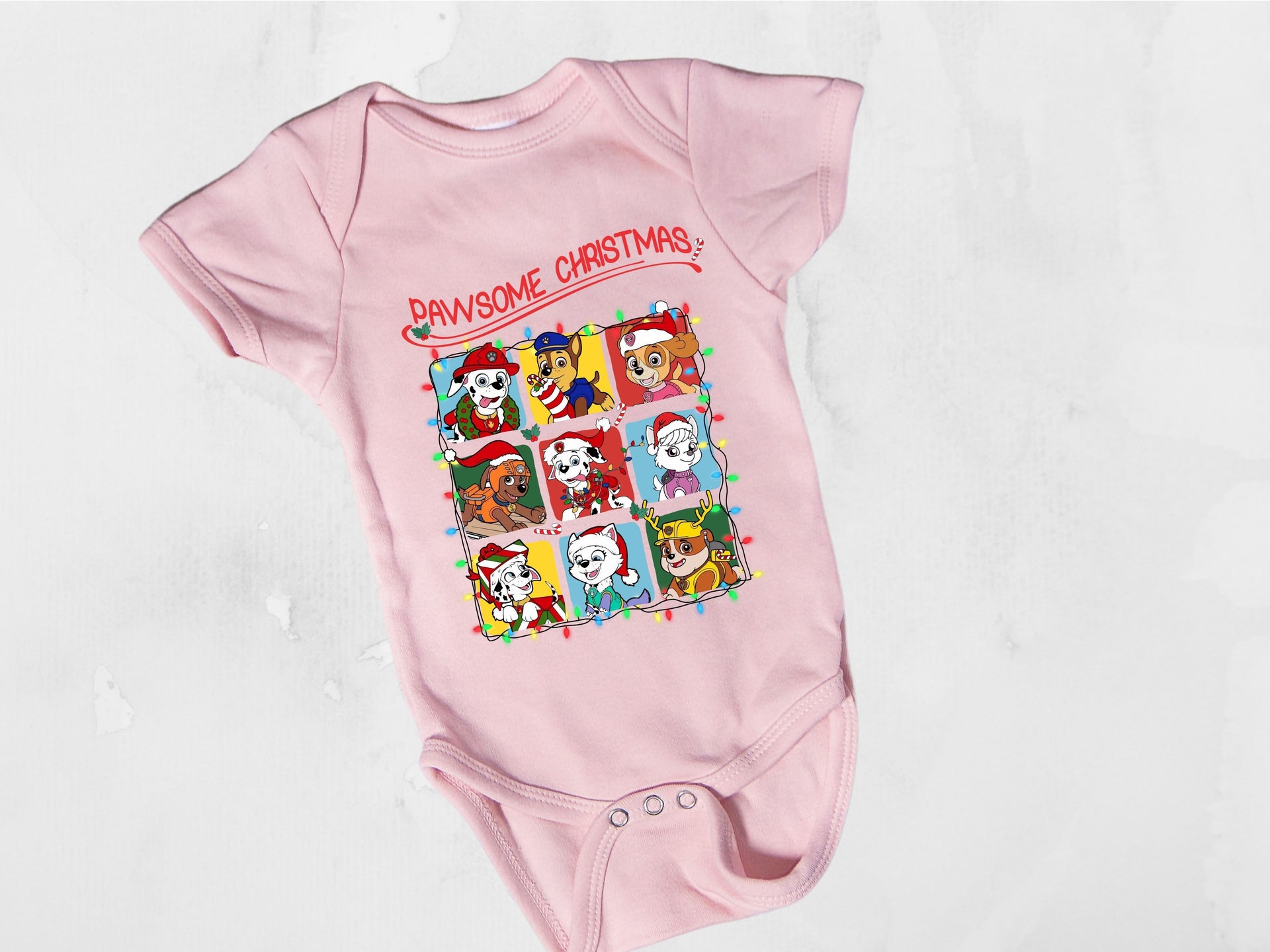 Pawsome Christmas T-Shirt | Cute Dog Cartoon Holiday Tee | Fun Christmas Shirt for Kids & Family-7C054