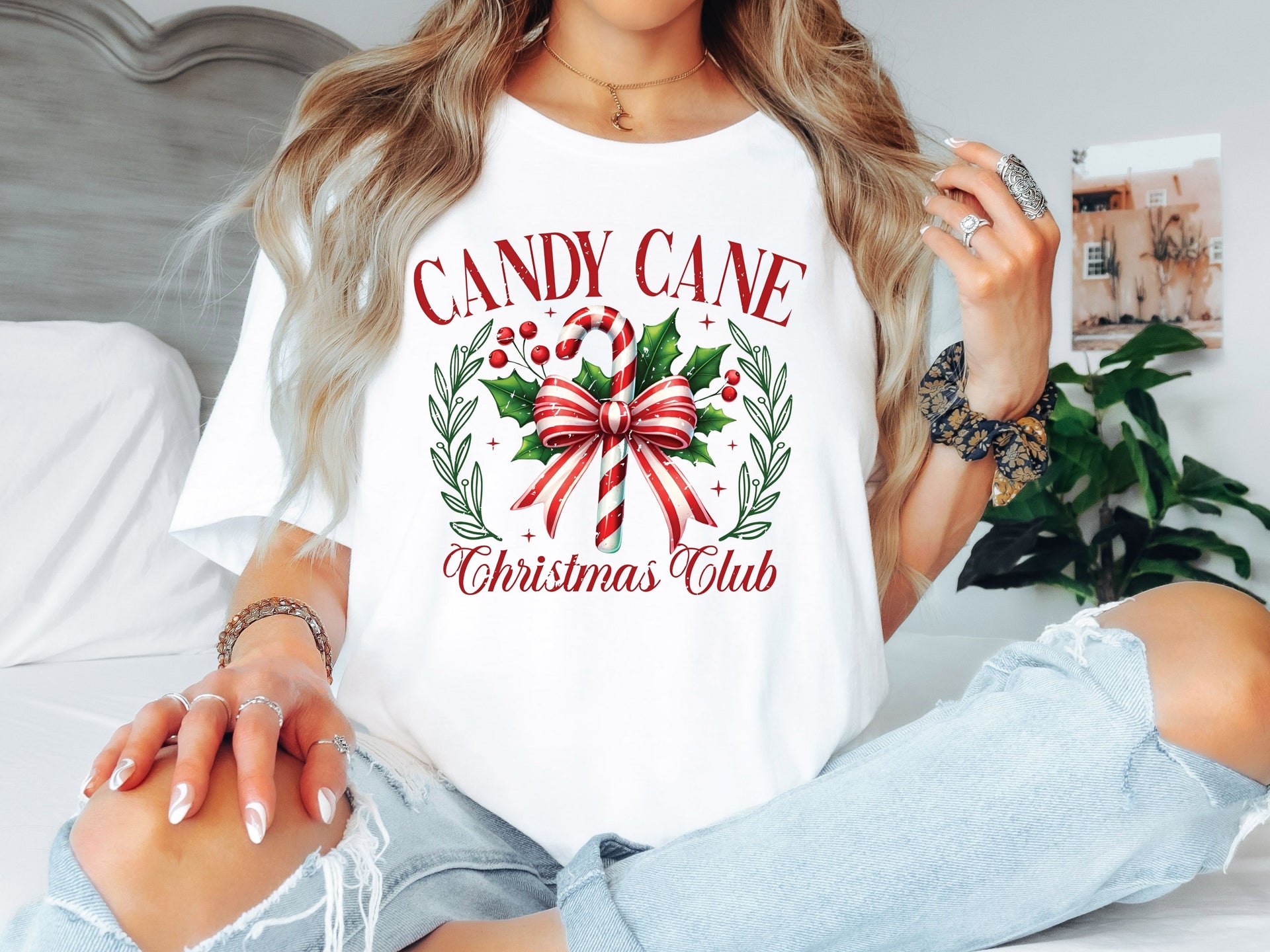 Candy Cane Christmas Club T-Shirt | Classic Holiday Candy Cane Tee | Festive Christmas Shirt for Adults & Kids-7C011